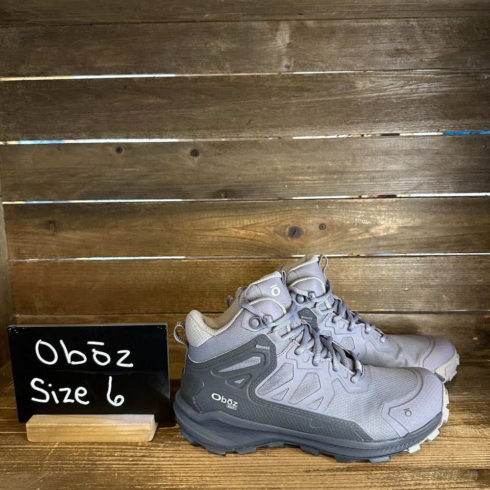 New NWOB Womens Oboz Katabatic Mid Waterproof Gray‎ Ankle Hiking Boots Size 6 M